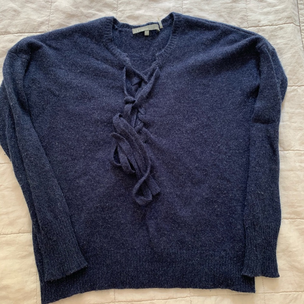 27 Miles Navy Cashmere Sweater Sz Small